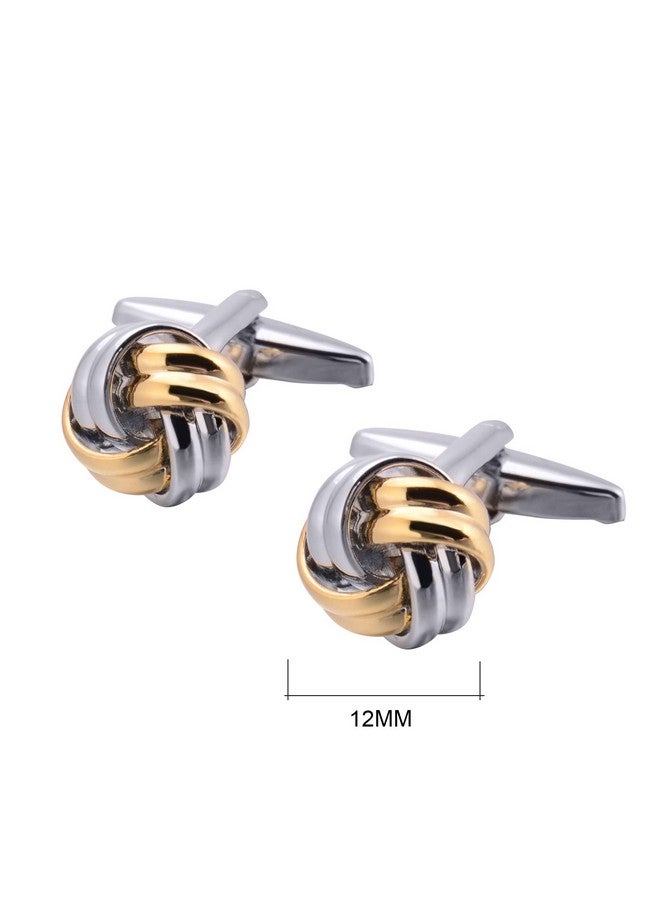 Jonwo 2 Tone Gold & Sliver Knot Cuff Links For French Tuxedo Shirt Stainless Steel Metal Shirt Cufflinks In Gift Box For Anniversary - Image 2