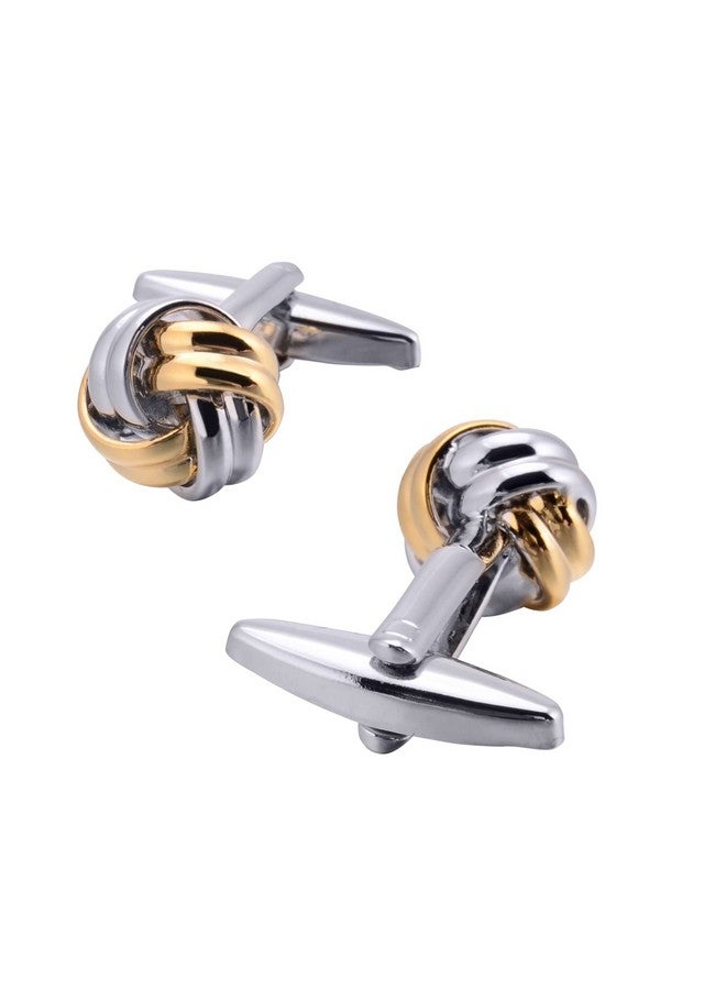 Jonwo 2 Tone Gold & Sliver Knot Cuff Links For French Tuxedo Shirt Stainless Steel Metal Shirt Cufflinks In Gift Box For Anniversary - Image 4