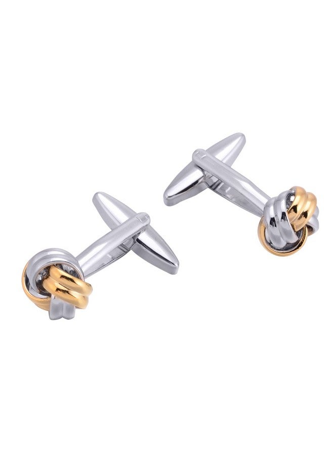 Jonwo 2 Tone Gold & Sliver Knot Cuff Links For French Tuxedo Shirt Stainless Steel Metal Shirt Cufflinks In Gift Box For Anniversary - Image 5