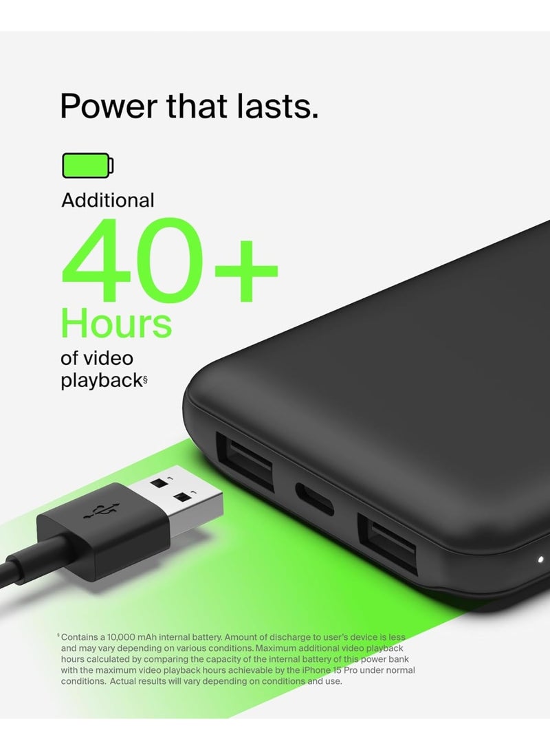 بيلكين شاحن محمول، حزمة طاقة 4 في 1 مع بنك طاقة بسعة 10000 مللي أمبير، كتلة شحن USB-C بقوة 25 واط، كابل USB-C بقوة 60 واط، وحقيبة سفر – شحن سريع لأجهزة متعددة، تصميم مدمج للسفر - Image 4