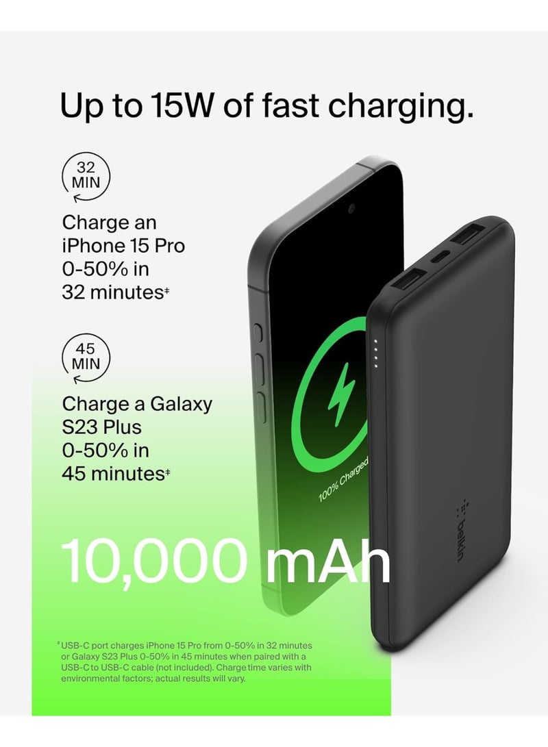 بيلكين شاحن محمول، حزمة طاقة 4 في 1 مع بنك طاقة بسعة 10000 مللي أمبير، كتلة شحن USB-C بقوة 25 واط، كابل USB-C بقوة 60 واط، وحقيبة سفر – شحن سريع لأجهزة متعددة، تصميم مدمج للسفر - Image 5