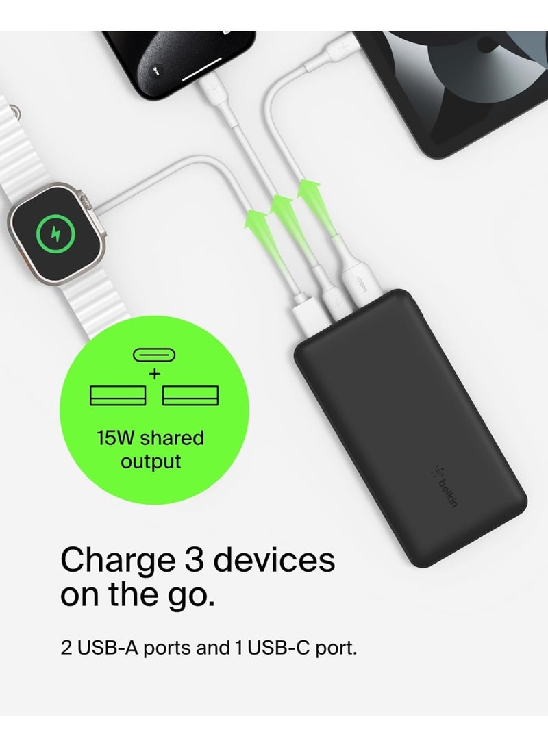 بيلكين شاحن محمول، حزمة طاقة 4 في 1 مع بنك طاقة بسعة 10000 مللي أمبير، كتلة شحن USB-C بقوة 25 واط، كابل USB-C بقوة 60 واط، وحقيبة سفر – شحن سريع لأجهزة متعددة، تصميم مدمج للسفر - Image 3