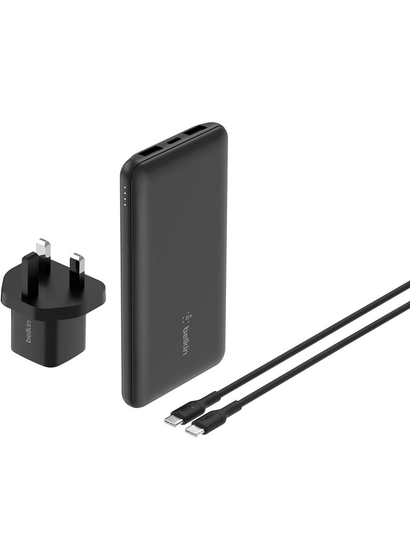 بيلكين شاحن محمول، حزمة طاقة 4 في 1 مع بنك طاقة بسعة 10000 مللي أمبير، كتلة شحن USB-C بقوة 25 واط، كابل USB-C بقوة 60 واط، وحقيبة سفر – شحن سريع لأجهزة متعددة، تصميم مدمج للسفر - Image 2