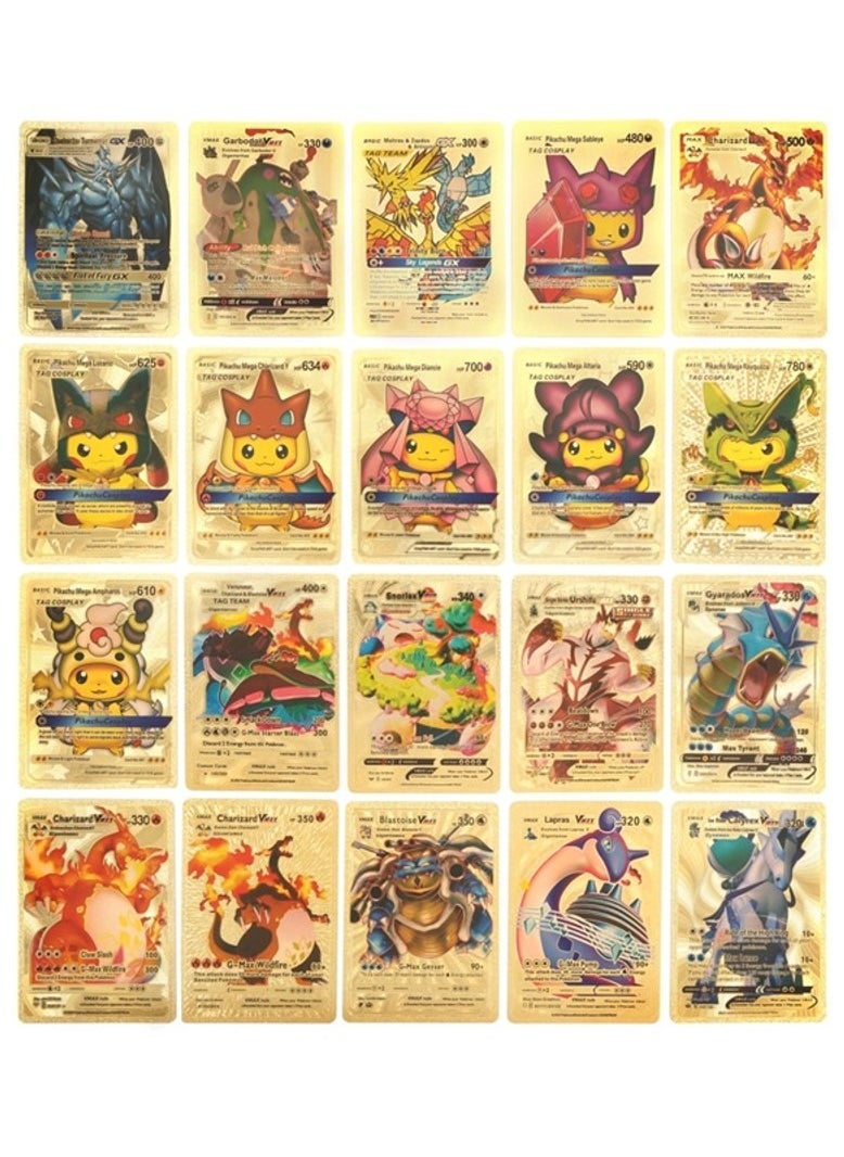 Pokemon - Golden foiled Pokemon Cards Rainbow Set (110 Pcs 55 Gold and 55 Rainbow) Pokemon Cards Including Vmax Rares V Series GX EX Rares Charizard Cards ( Random pic and design on cards box cover) - Image 1