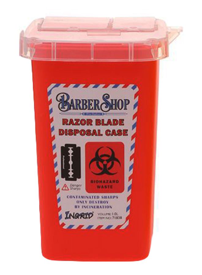 NIBEMINENT Portable Barber Razor Blade Disposal Case Red/White/Clear 1L - Image 2