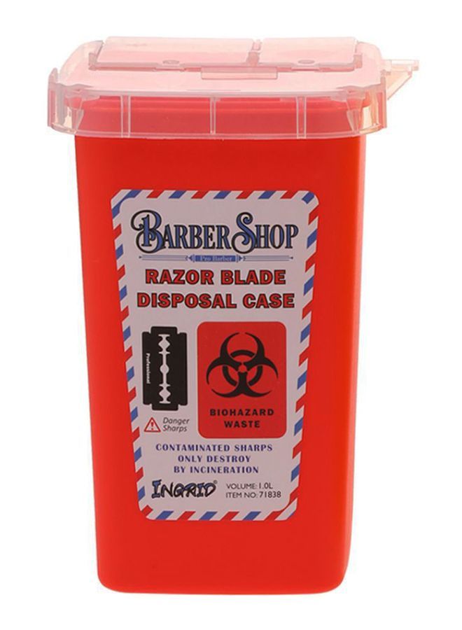 NIBEMINENT Portable Barber Razor Blade Disposal Case Red/White/Clear 1L - Image 1