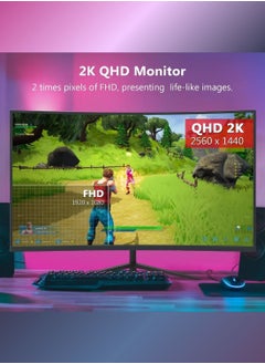 HILUKE 27 Inch Curved Gaming Monitor, QHD 2560x1440, 165Hz, 1ms, FreeSync, HDR, Adjustable Tilt, HDMI & DisplayPort - Perfect for Middle East Gamers  - Image 2