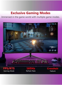 HILUKE 27 Inch Curved Gaming Monitor, QHD 2560x1440, 165Hz, 1ms, FreeSync, HDR, Adjustable Tilt, HDMI & DisplayPort - Perfect for Middle East Gamers  - Image 5
