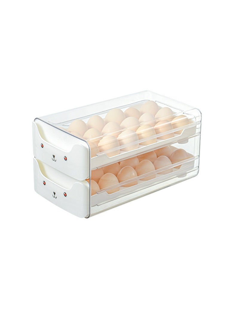General Egg Holder for Refrigerator, Clear Plastic Egg Storage Container with Handles，2 Drawers Stackable Egg Organizer & Egg Tray，Household Egg Fresh Storage Box for Fridge (2 Layer, 36 Count, White)  - Image 1