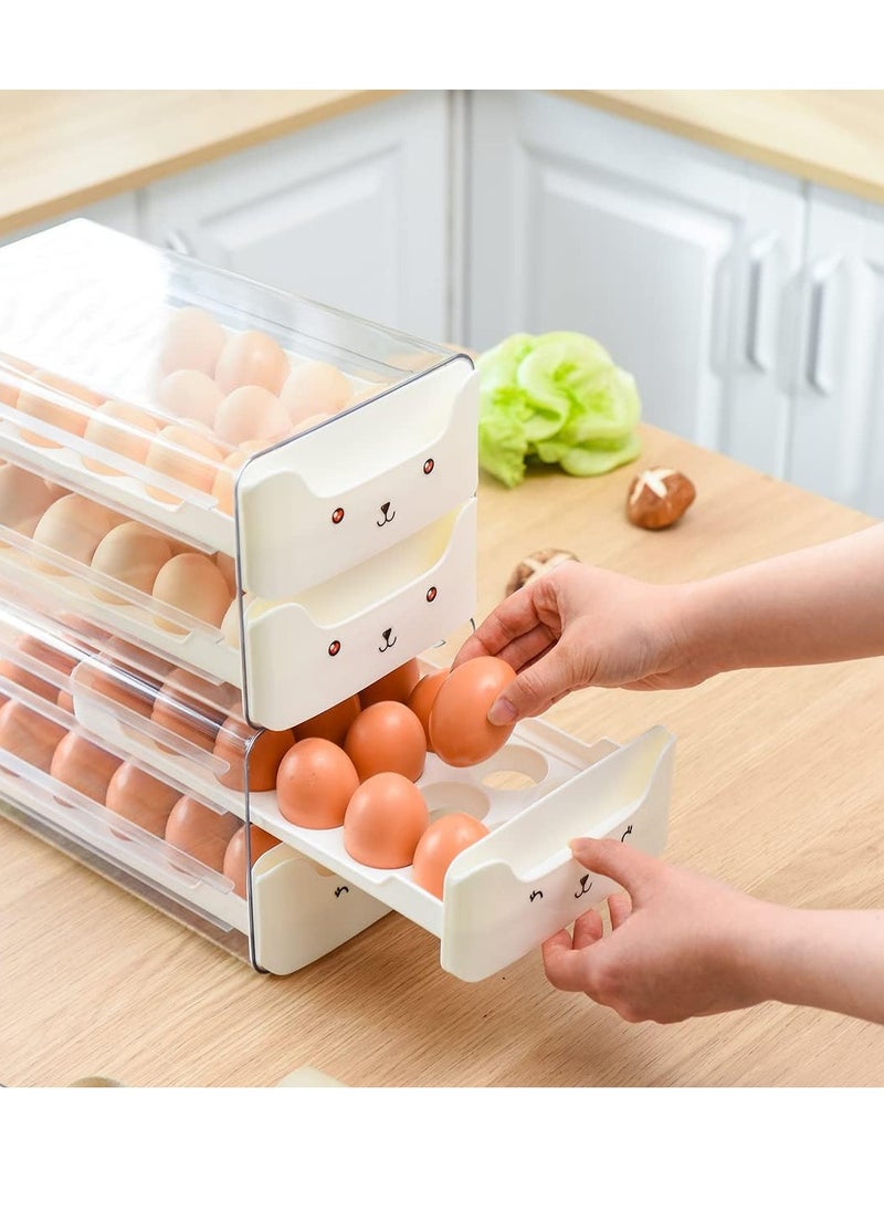 General Egg Holder for Refrigerator, Clear Plastic Egg Storage Container with Handles，2 Drawers Stackable Egg Organizer & Egg Tray，Household Egg Fresh Storage Box for Fridge (2 Layer, 36 Count, White)  - Image 3