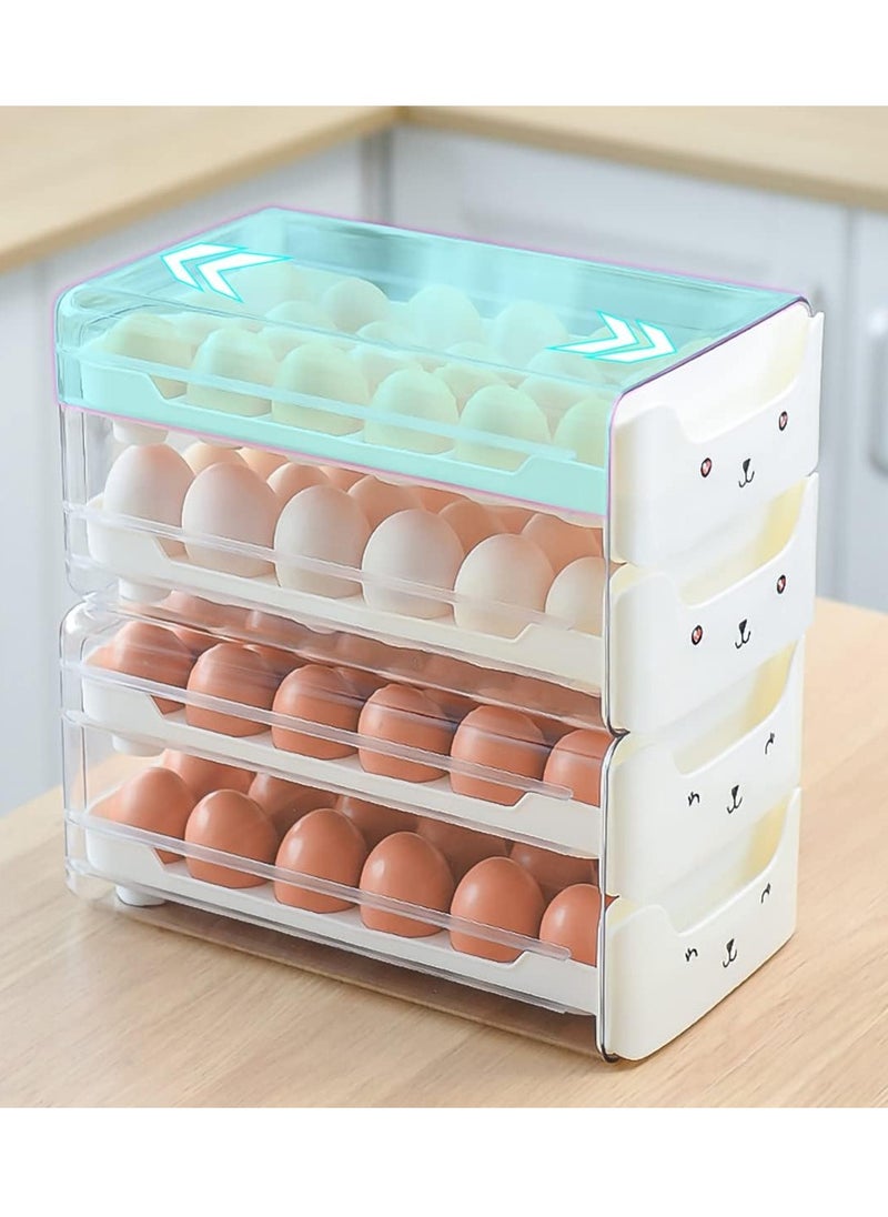 General Egg Holder for Refrigerator, Clear Plastic Egg Storage Container with Handles，2 Drawers Stackable Egg Organizer & Egg Tray，Household Egg Fresh Storage Box for Fridge (2 Layer, 36 Count, White)  - Image 5