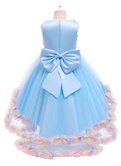 Loquat New Europe and the United States drag tail lovely children's dress girl princess skirt net gauze pompous skirt blue  - Image 2