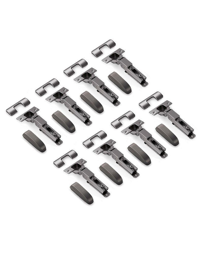 STARKE Pack Of 8 Half Overlay Soft Close Cabinet Wingless Hinge -Black Electroplated, 95 Degree Opening Angle, 16-25mm Application, Strong Hydraulic System - Grey Protective Cover & Screws included - Image 1