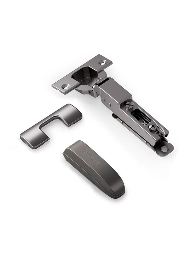 STARKE Pack Of 8 Half Overlay Soft Close Cabinet Wingless Hinge -Black Electroplated, 95 Degree Opening Angle, 16-25mm Application, Strong Hydraulic System - Grey Protective Cover & Screws included - Image 2