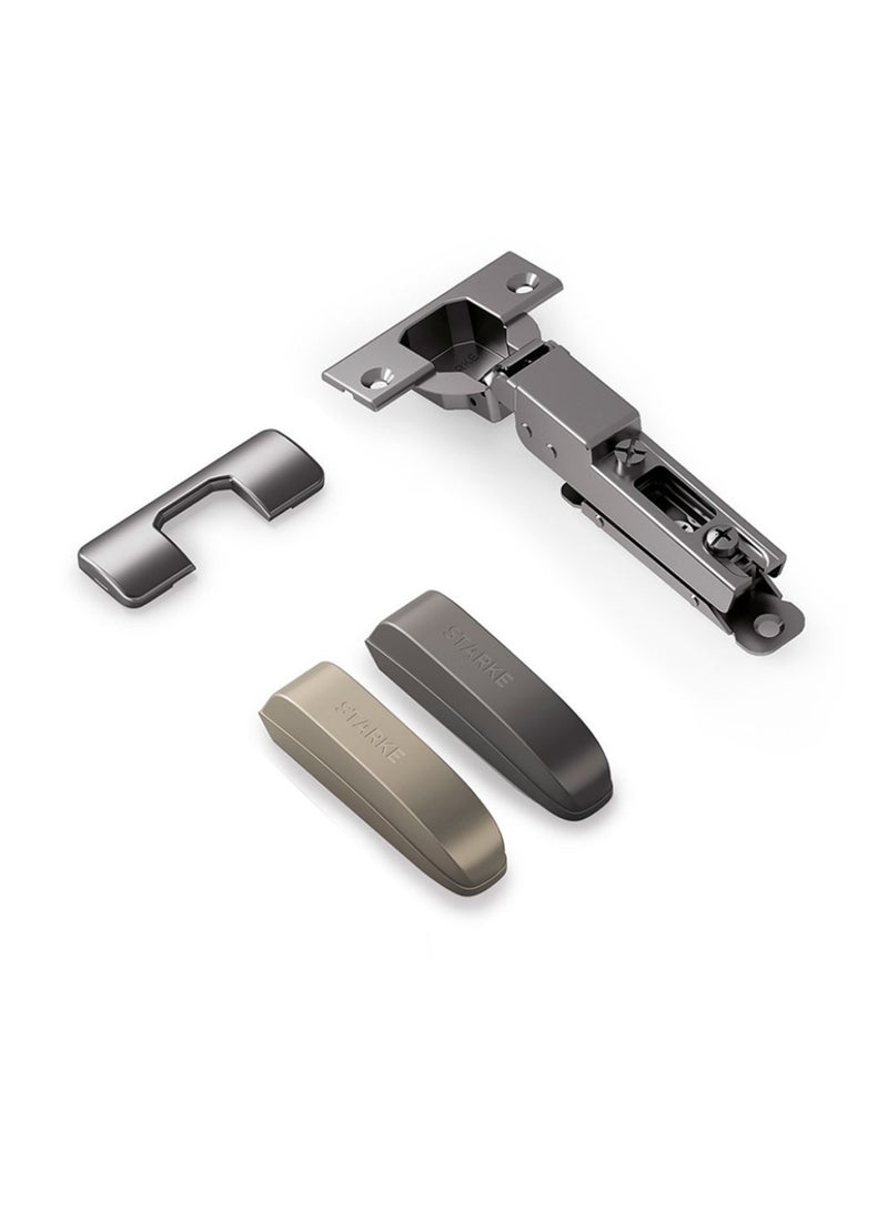 STARKE Pack Of 8 Half Overlay Soft Close Cabinet Wingless Hinge -Black Electroplated, 95 Degree Opening Angle, 16-25mm Application, Strong Hydraulic System - Grey Protective Cover & Screws included - Image 3