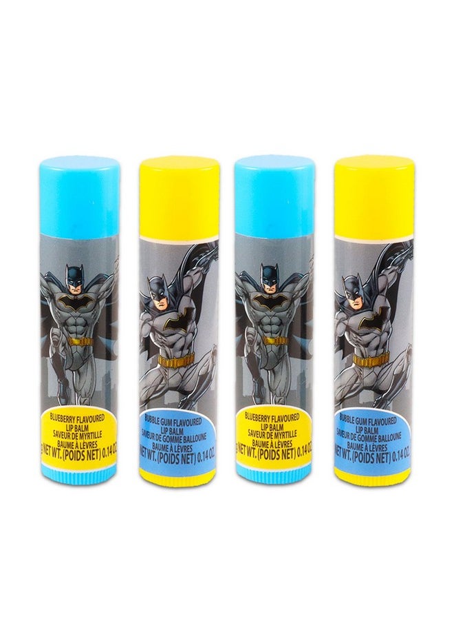 Batman - Batman Lip Balm Tube Bundle For Kids 4 Pack Of Batman Lip Balm In Assorted Flavors Plus Stickers For Boys And Girls Batman Party Favors - Image 1