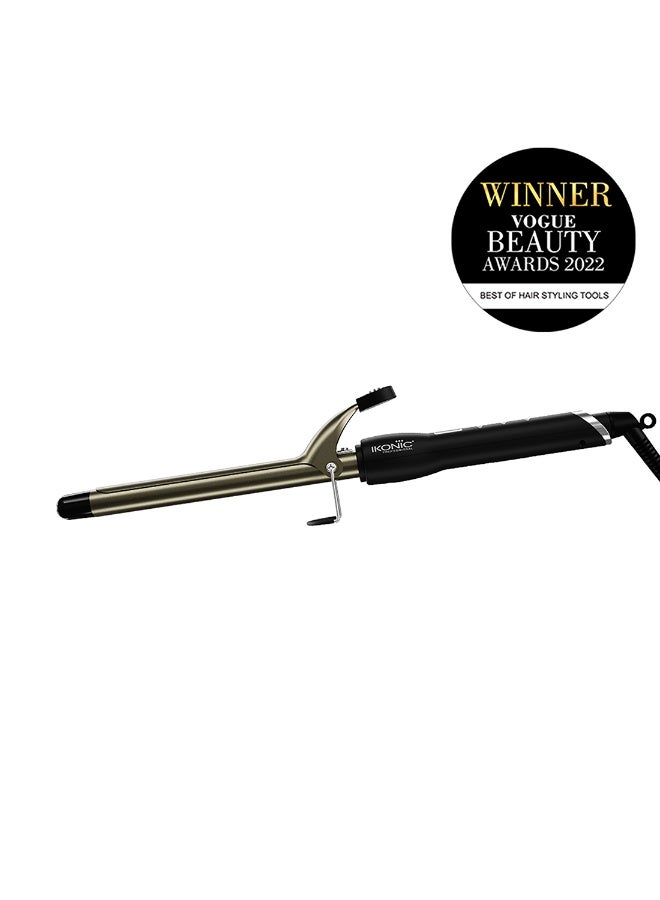 أي كونيك مكواة تجعيد الشعر أيكونك باللونين الأسود والذهبي، مقاس 19 مم، أسطوانة مشبعة بلمعان السيراميك، مؤشر جاهزية التسخين، مقبض مطاطي مريح، قاعدة أمان وسلك دوّار 360 درجة لتجعيدات ضيقة أو فضفاضة أو كلاسيكية - Image 2
