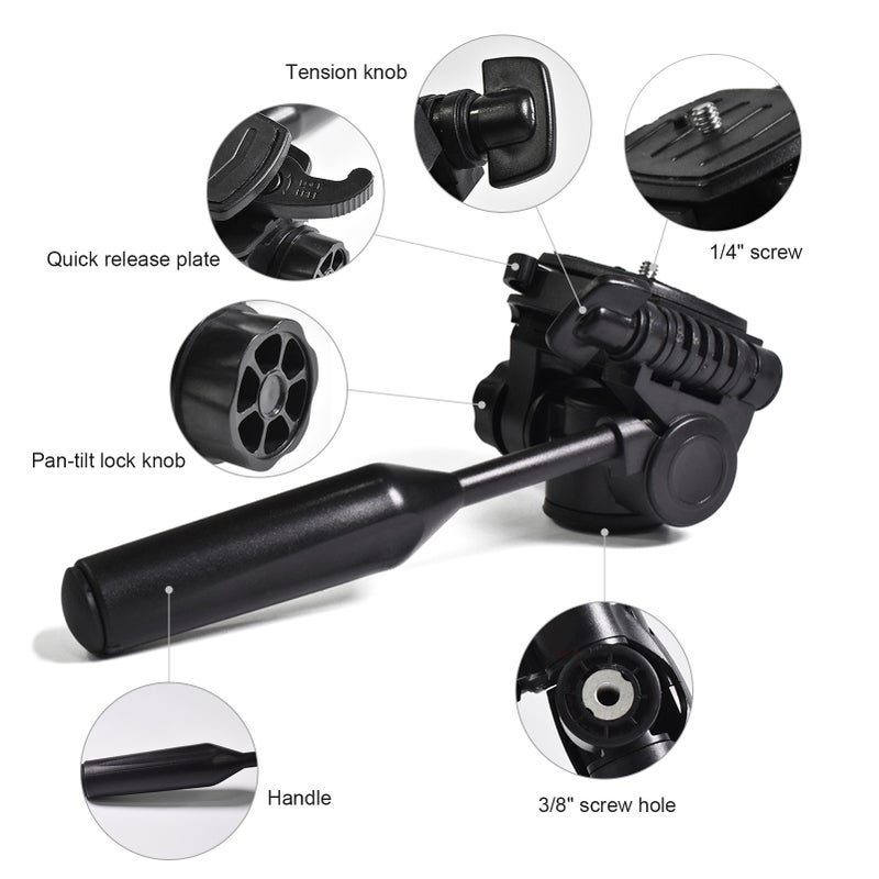 Tripod Head 360 Degrees Swivel 90 Degrees Tilt Tripod Head Mount with 3/8 Inch Thread 1/4 Inch Screw for Camera Tripod Monopod(5kg Max Load) - Image 3