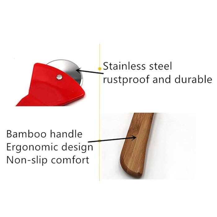 WISHOME Axe Shaped Pizza Cutter with Sharp Rotating Blade for Pizza, Bread, Cakes (Multi) - RA075-RED - Image 5