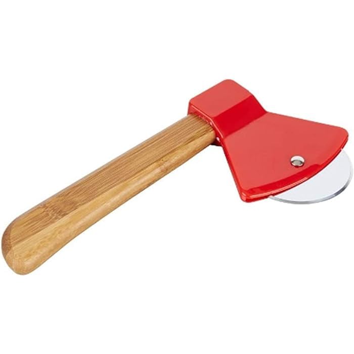 WISHOME Axe Shaped Pizza Cutter with Sharp Rotating Blade for Pizza, Bread, Cakes (Multi) - RA075-RED - Image 1
