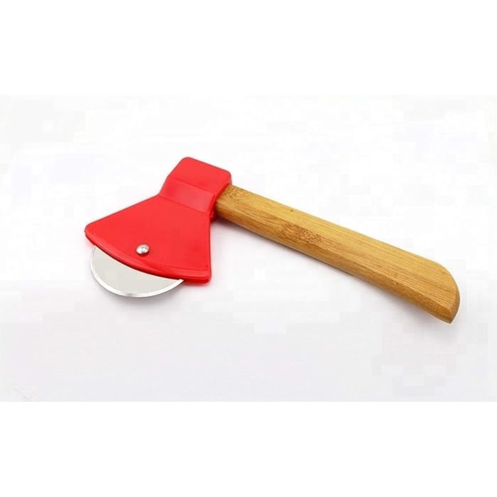 WISHOME Axe Shaped Pizza Cutter with Sharp Rotating Blade for Pizza, Bread, Cakes (Multi) - RA075-RED - Image 4