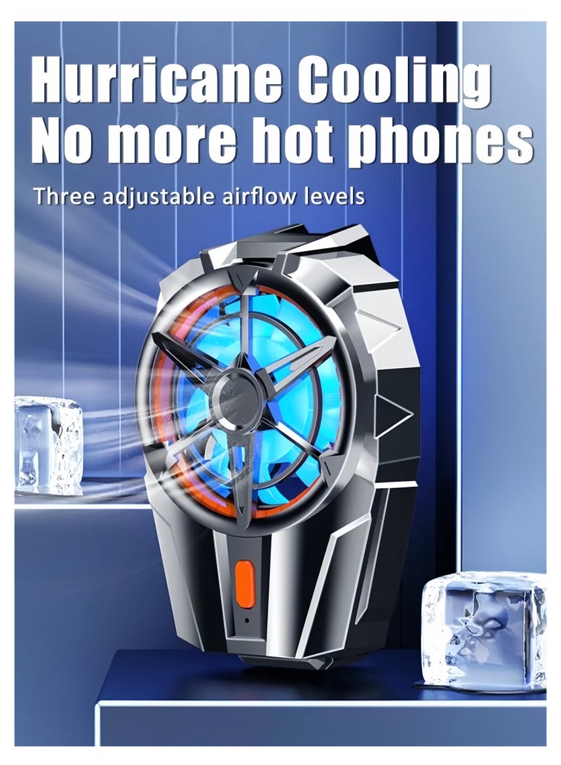 Cell Phone Cooler USB Rechargeable, Mobile Phone Radiator for Playing Games Watching Videos with LED Light, Cooler Controller Compatible for Universal Smartphone, Silver - Image 3