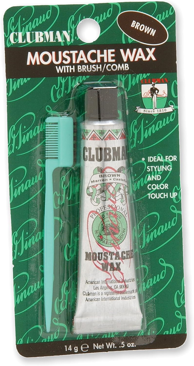 Clubman Pinaud Brown Moustache Wax with Brush/Comb Applicator - 0.5 Ounce - Image 1
