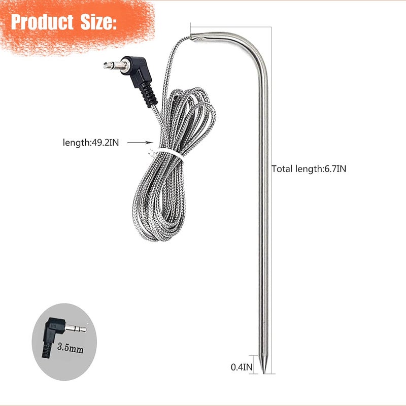 FCCUM 2-Pack Temp Meat Probe Replacement for Pit Boss Pellet Grills and Smokers, 3.5 mm Plug Thermometer Probes ï¼ŒCompatible with Pit Boss Series Pellet Grill - Image 3