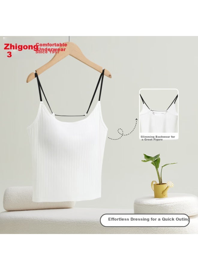 Hodo Women's Ivory White Jacquard Wearable Padded Camisole Vest M 165/90 - Image 2
