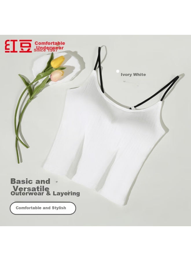 Hodo Women's Ivory White Jacquard Wearable Padded Camisole Vest M 165/90 - Image 3