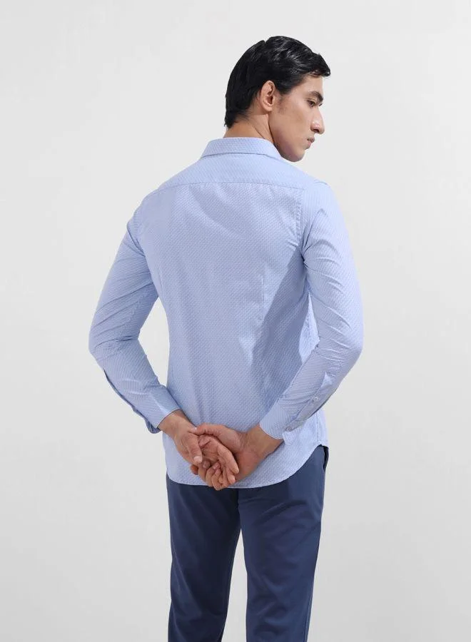شركة المرآب الهندية Men Slim Fit Geometric Printed Small Collar Full Sleeves Shirt