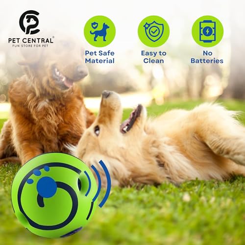 PET CENTRAL Interactive Toy Ball for Dogs Bouncing Giggle Ball Chew Ball for Aggressive Dogs Molar Dog Ball Self Moving Dog Toys Green Fun Ball for Medium and Large Dogs Pet Supplies – 5.5”x 5.5” - Image 3