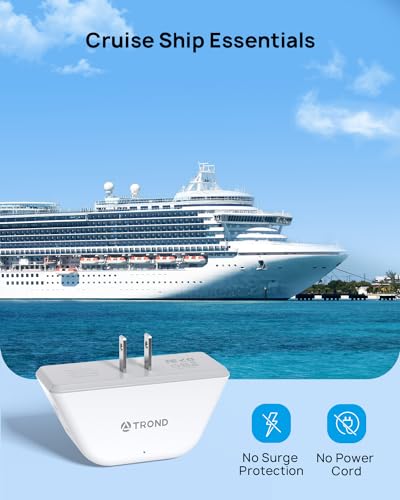 TROND 2 Prong to 3 Prong Outlet Adapter, 3-Way Angled Plug Extender with 3 AC Sockets, Wall Splitter for Non-Grounded Outlets in Old House, Cruise Essentials, White - Image 4