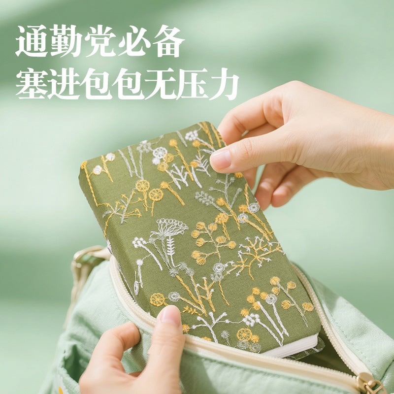 Handbook, Daisy Literary Embroidery Diary, Small Floral Cloth Covered Notebook, High-Looking Handbook, Blank Book - Image 5