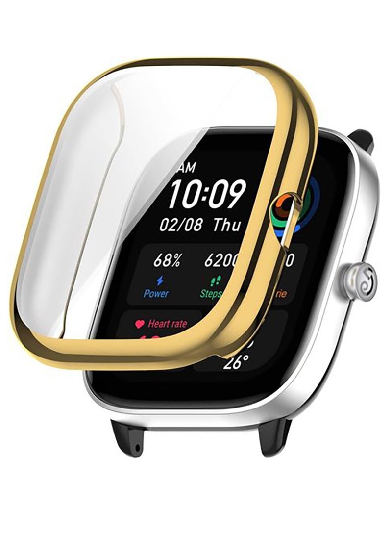 جراب سيليكون مضاد للصدمات لحماية ساعة امازفيت جي تي اس 4 ميني - جولد Amazfit GTS4 Mini