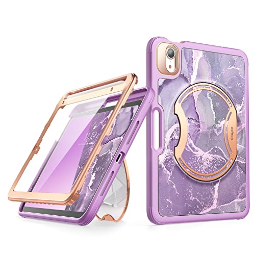 Clayco Nebula Case for iPad mini 6 (2021) with [Built-in Screen Protector] [Kickstand] [Pencil Holder], Full Body Slim Protective Case Support Pencil Charging for iPad mini 8.3 6th Generation-Purple - Image 1