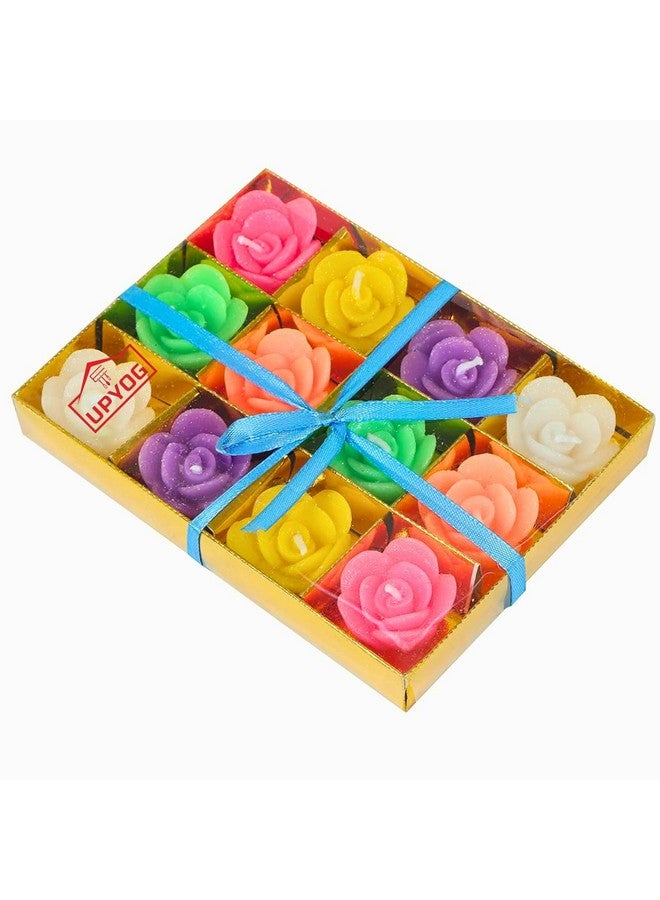 upyog Diwali Diya Decoration Floating Rose Flower Candle in Bulk | 12Pcs, Smokeless, Dripless & Long Lasting Candle | Water lamp Candles for Home, Pool, Weddings, Deepawali Decor, Cafe & Spa  - Image 1