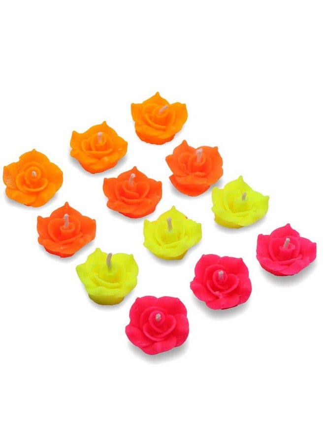 upyog Diwali Diya Decoration Floating Rose Flower Candle in Bulk | 12Pcs, Smokeless, Dripless & Long Lasting Candle | Water lamp Candles for Home, Pool, Weddings, Deepawali Decor, Cafe & Spa  - Image 3