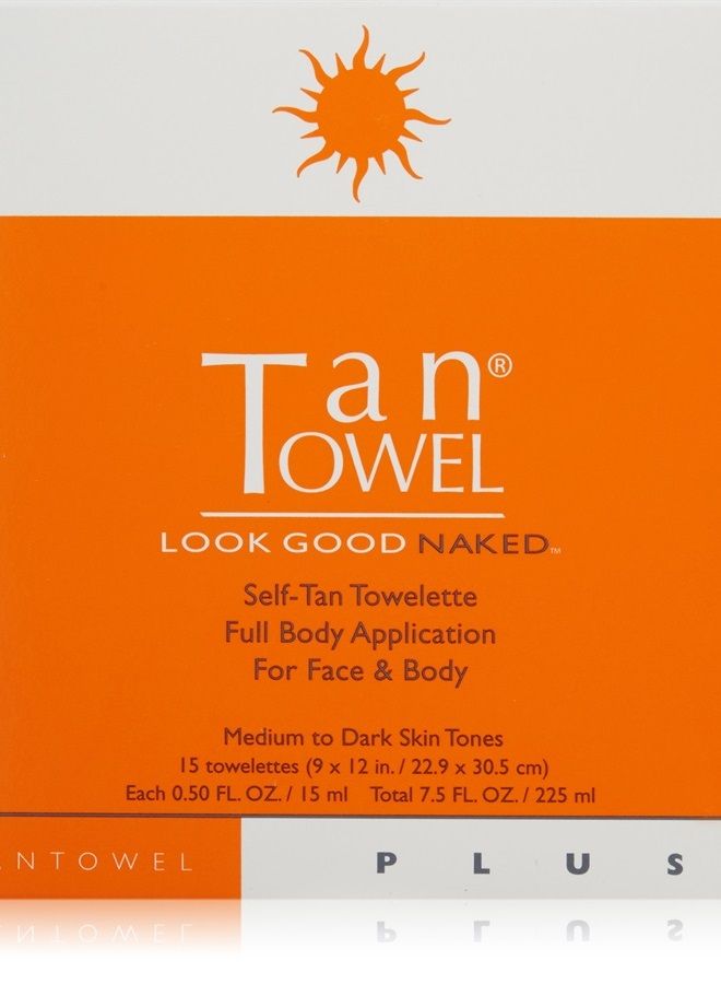 tan towel Full Body Plus Creme, 15 Count - Image 1