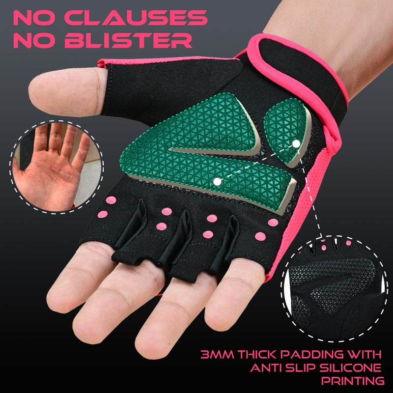 BEAST RAGE Workout Gloves for Men Gym Gloves for Weightlifting Women Fingerless with Palm Protection Padding, Breathable and Lightweight Weight Lifting Glove Cycling Pull Up (Magenta, L) - Image 2