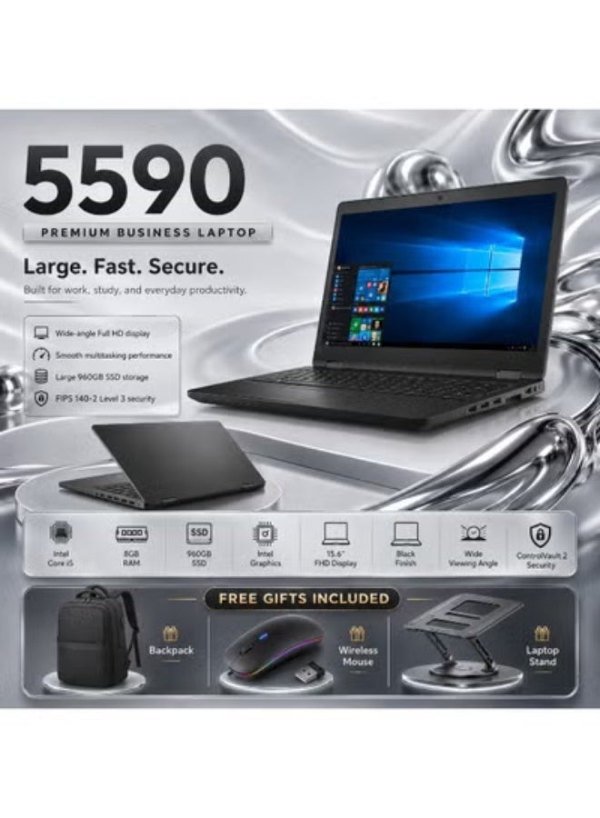 Business Laptop 15.6 Inch Display, Intel Core i5 Processor, 4GB RAM, 500GB HDD Storage, DOS Operating System, Laptop with Carrying Bag, Laptop Stand and Mouse for Work and Daily Use - Image 1