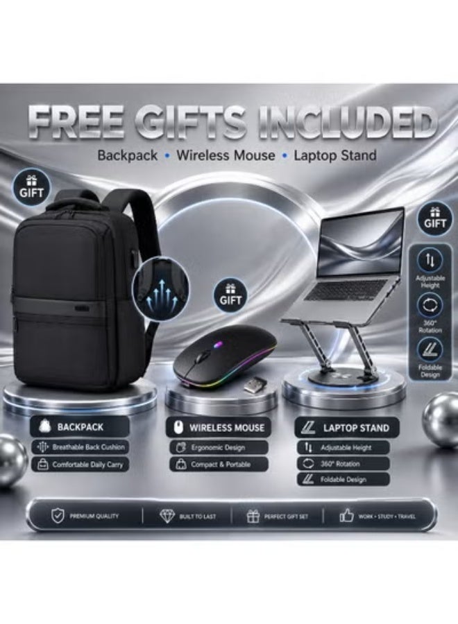 Business Laptop 15.6 Inch Display, Intel Core i5 Processor, 4GB RAM, 500GB HDD Storage, DOS Operating System, Laptop with Carrying Bag, Laptop Stand and Mouse for Work and Daily Use - Image 2