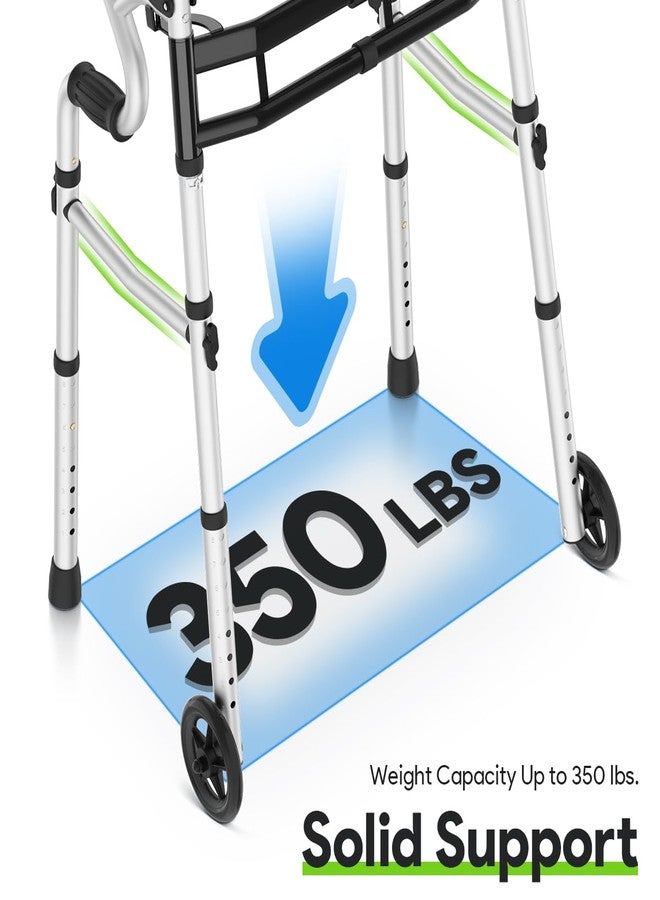 Delog Narrow Folding Walker for Seniors, 3 in 1 Folding Walker with 5” Front Wheels Width Adjustable Compact Standard Walker Support Up to 350lbs (Black) - Image 4