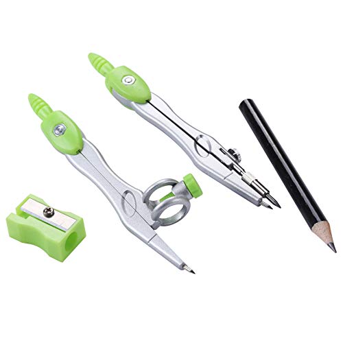 Unjoo Math Geometry Kit Sets 10 Piece Student Supplies with Shatterproof Storage Box,Includes Rulers,Protractor,Compass,Eraser,Pencil Sharpener,Lead Refills,Pencil,for Drafting and Drawings（Green） - Image 3