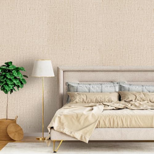lenify Beige Grasscloth Peel and Stick Wallpaper Textured Contact Paper 15.7inch x 118.1inch Faux Linen Vintage Grasscloth Contact Paper Self Adhesive Removable Wallpaper Vinyl - Image 4