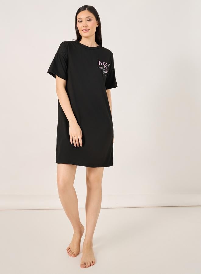 Styli Believe Slogan Print Dropped Shoulder T-Shirt - Image 1