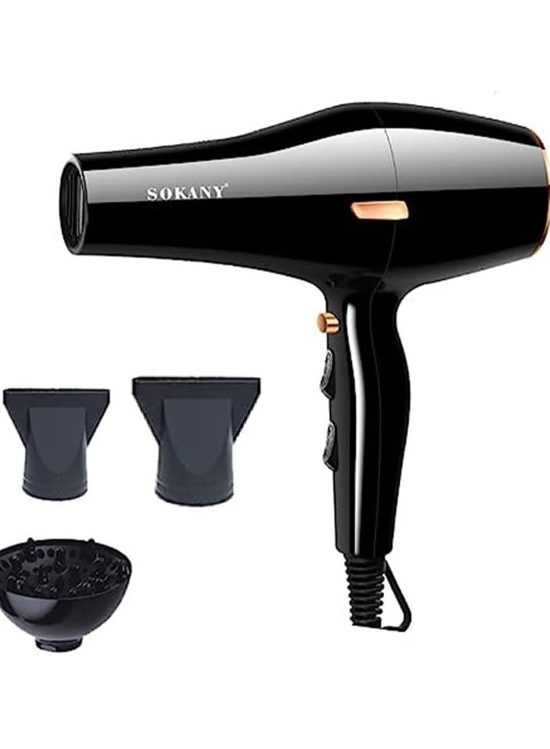 sokany SK-2225 Professional hair dryer with 3 extras - 3000 W - Black