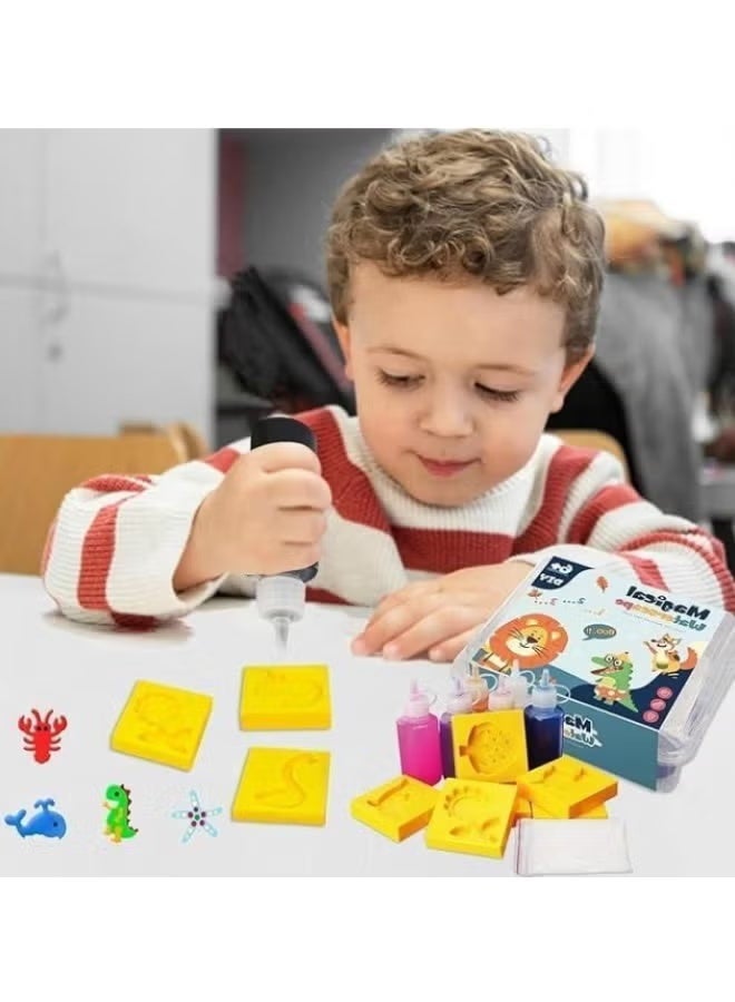 Water Toys Set Water Gel Plastic Glass with Molds - Educational Marine Life Toy 9 pcs - Image 3