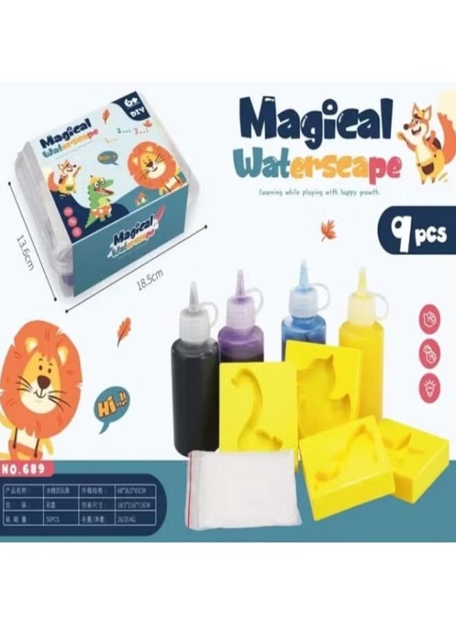 Water Toys Set Water Gel Plastic Glass with Molds - Educational Marine Life Toy 9 pcs - Image 1