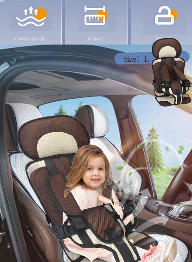 Auto Child Safety Seat Car Portable Seat Belt Foldable Car Seat Protection Travel Accessories for Child 0-12 Car Seat Liner for Baby Coffee L  - Image 1